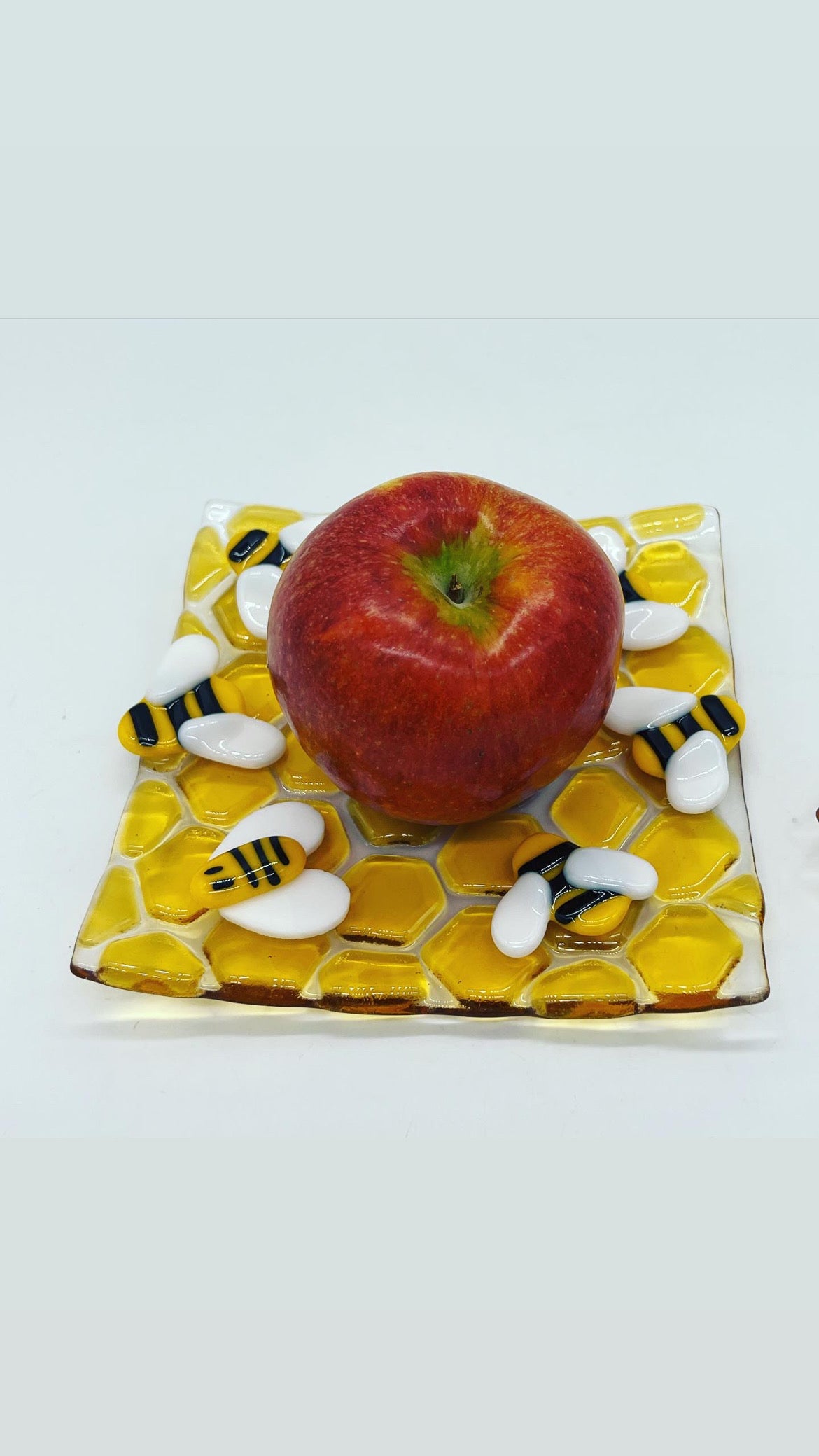 Glass Fused Honeycomb Bee Plate
