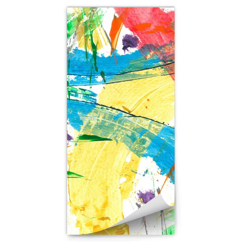 magnetic notepad of Abstract painting with swooshes of yellow, blue, and red curves