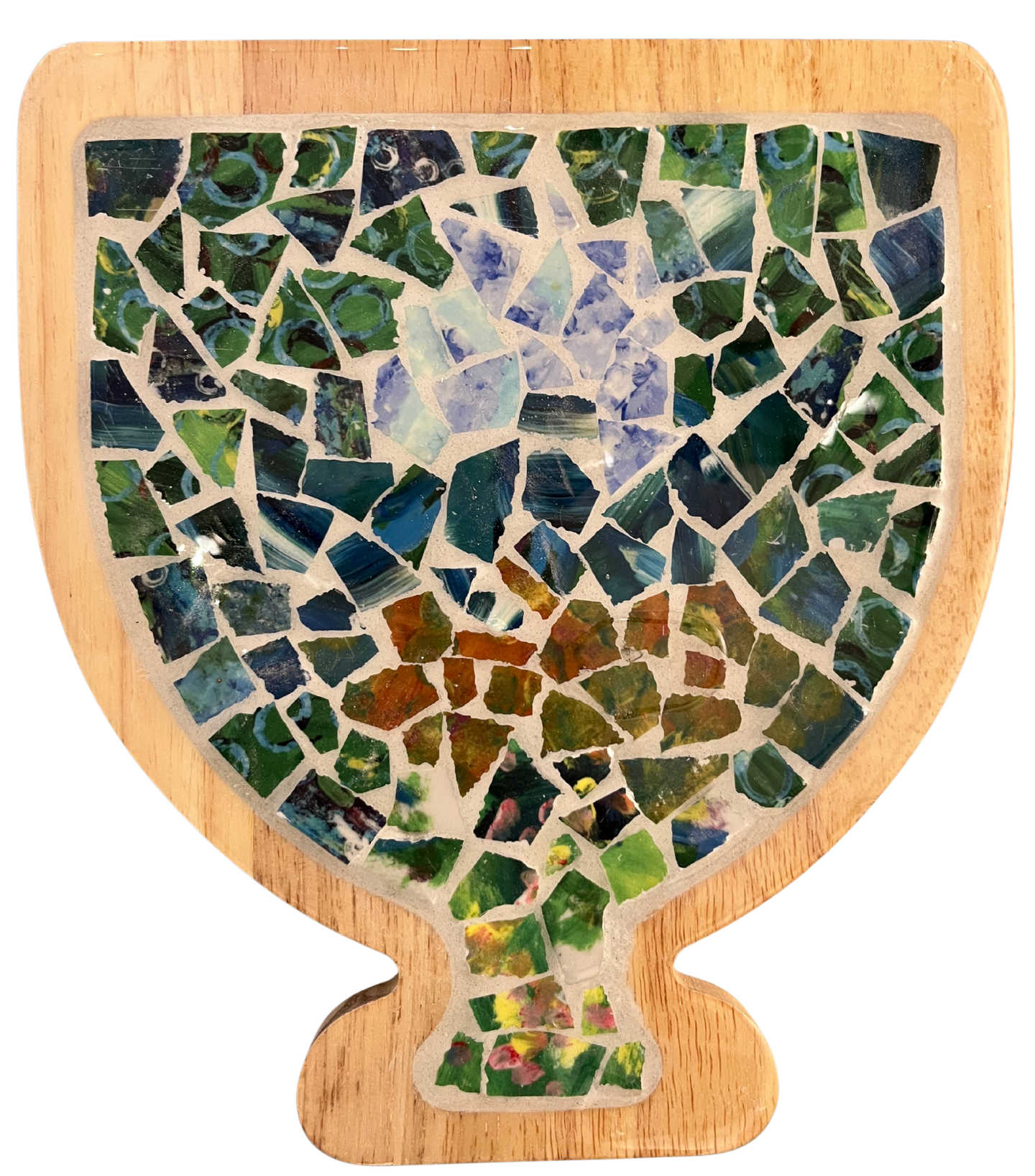 mosaic tray that is menorah shaped