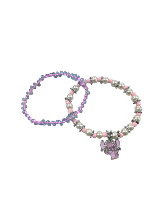 Pink lilo and stich bracelet