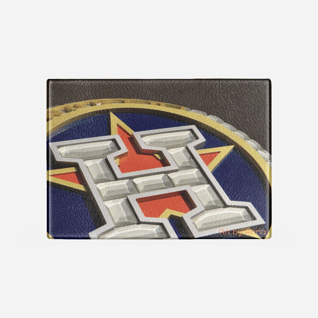 cutting board with an image of Astros Logo