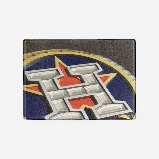 cutting board with an image of Astros Logo