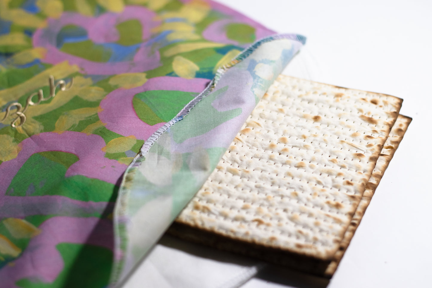 matzah cover holding matzah