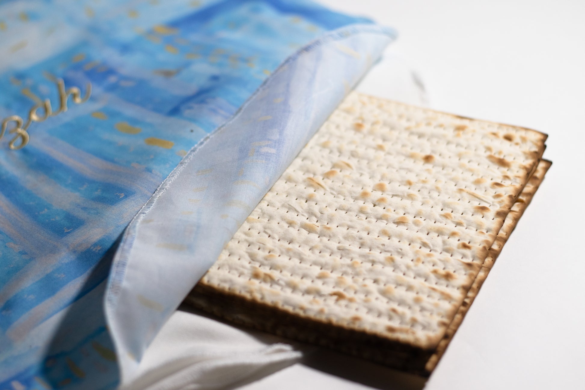 matzah cover holding matzah
