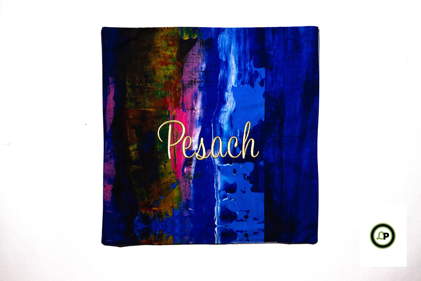 square matzah cover with embroidered pesach