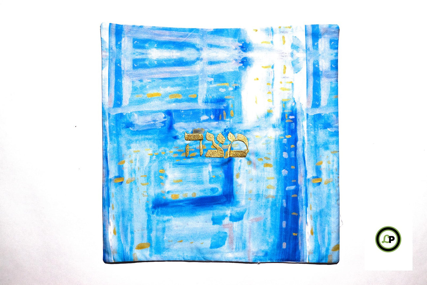 square matzah cover with embroidered hebrew matzah