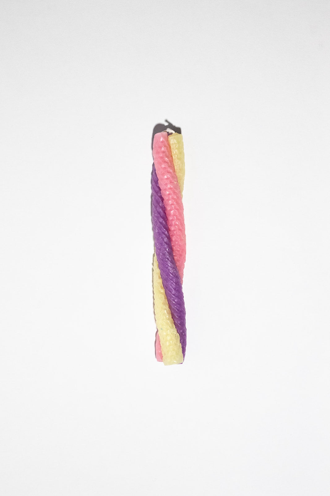 twisted candle of three: pink, lavender, and summer