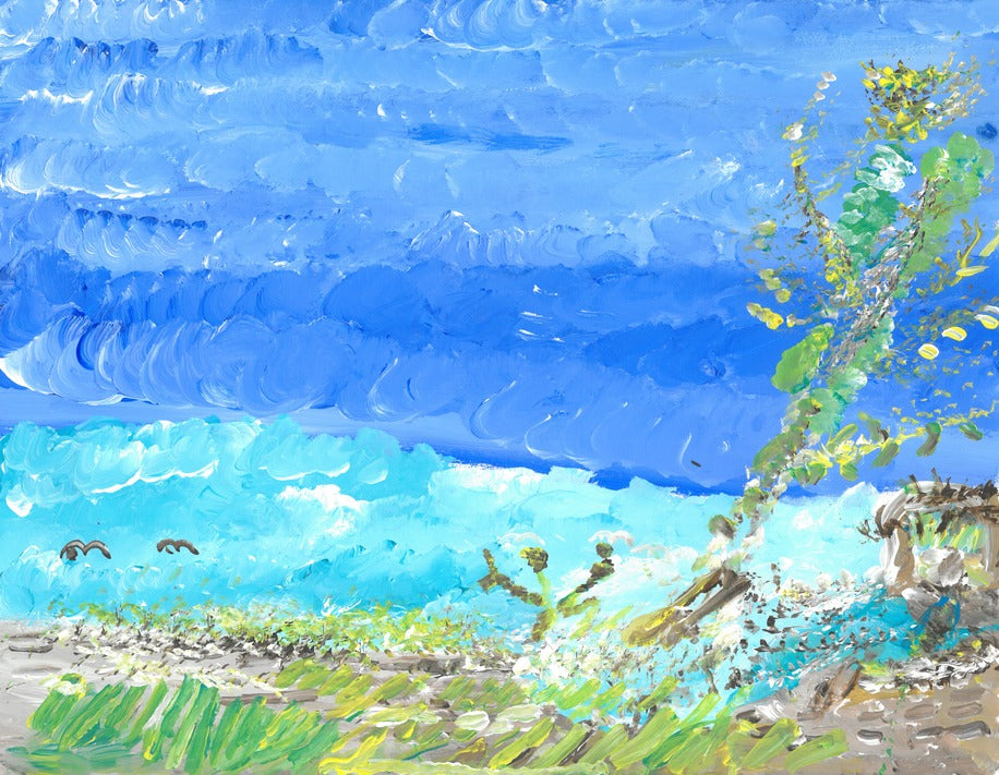 highlt texture blue sky with grsas and sand