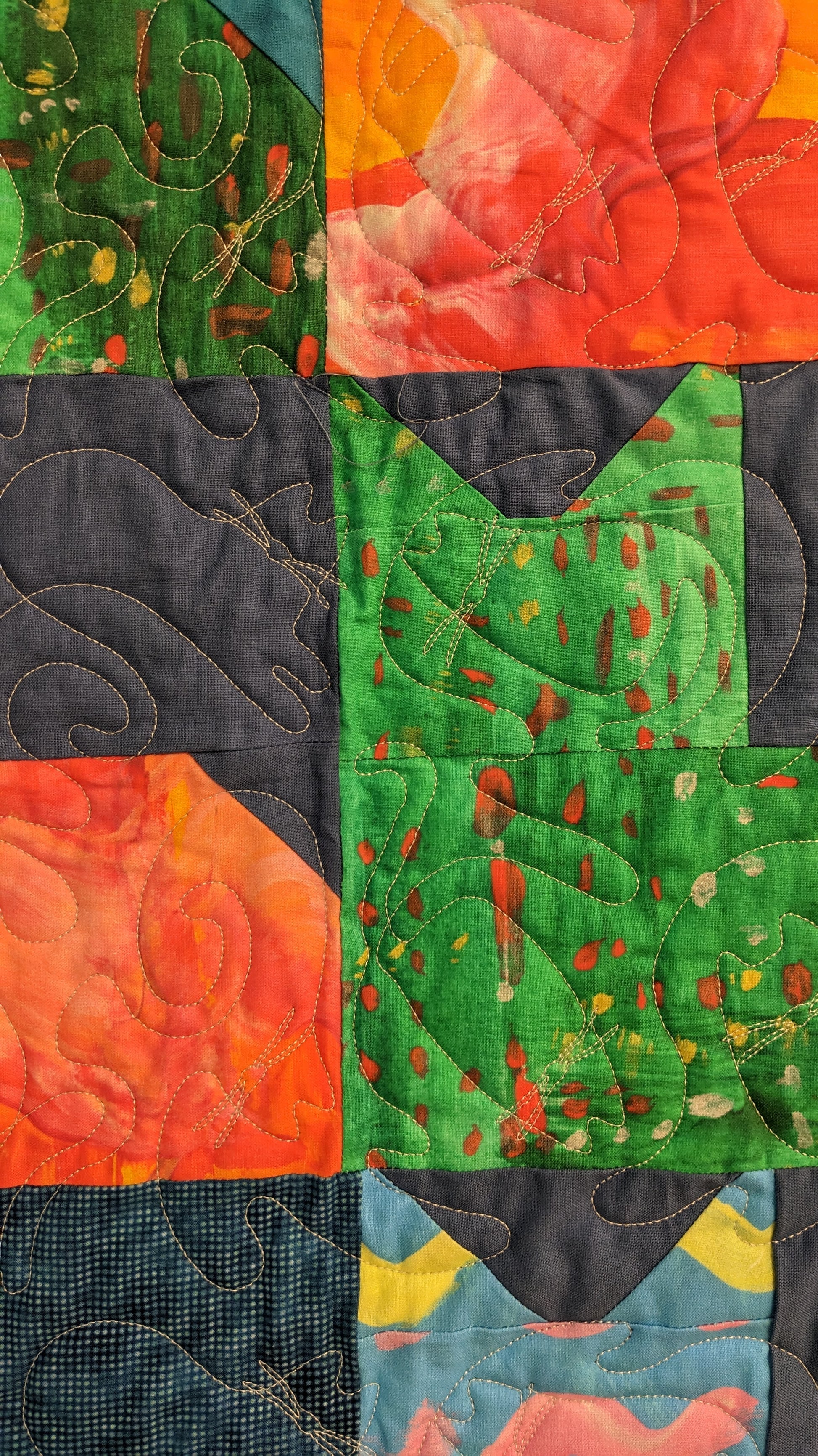 art quilt with cats