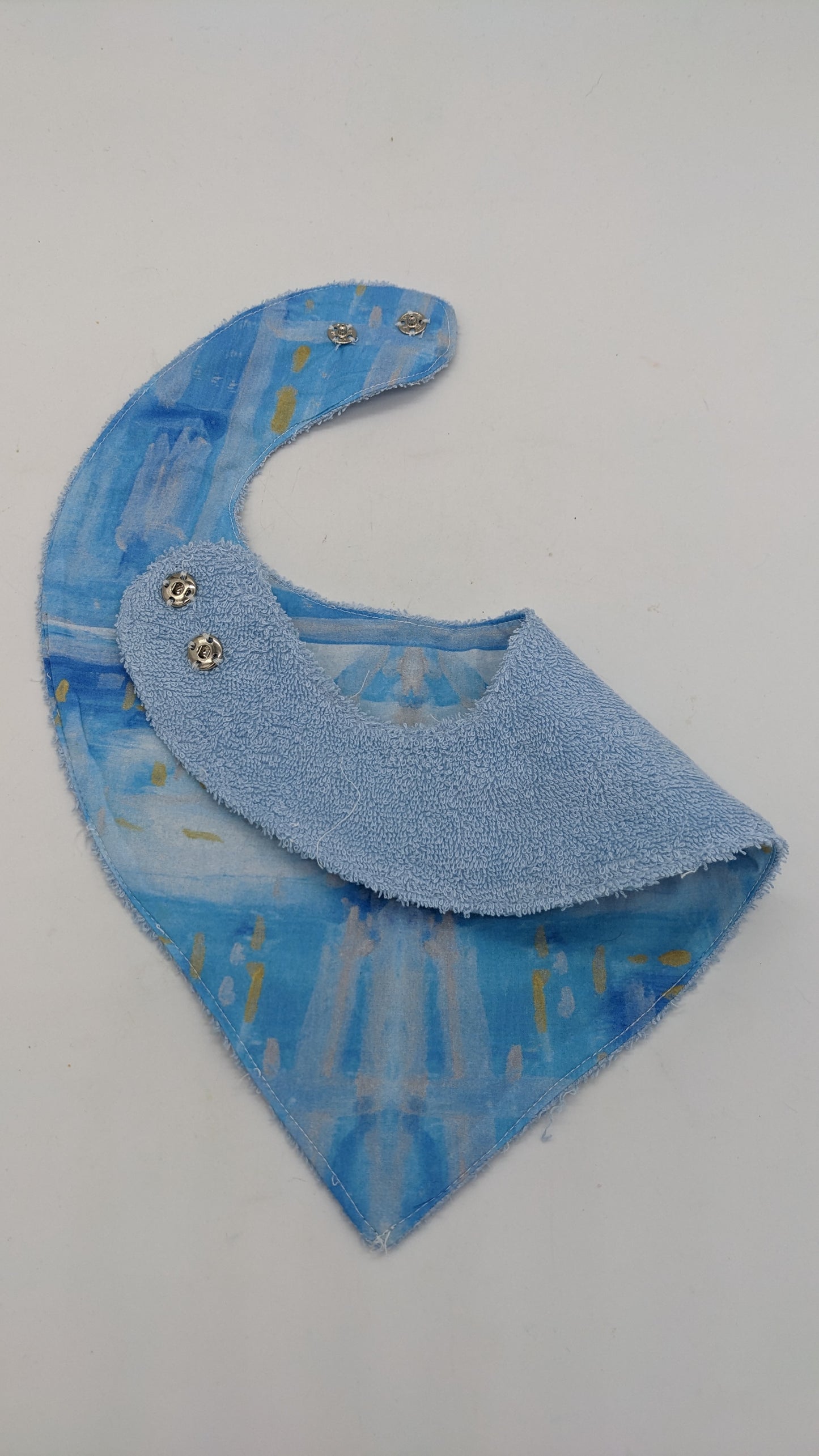 bib with blue pattern