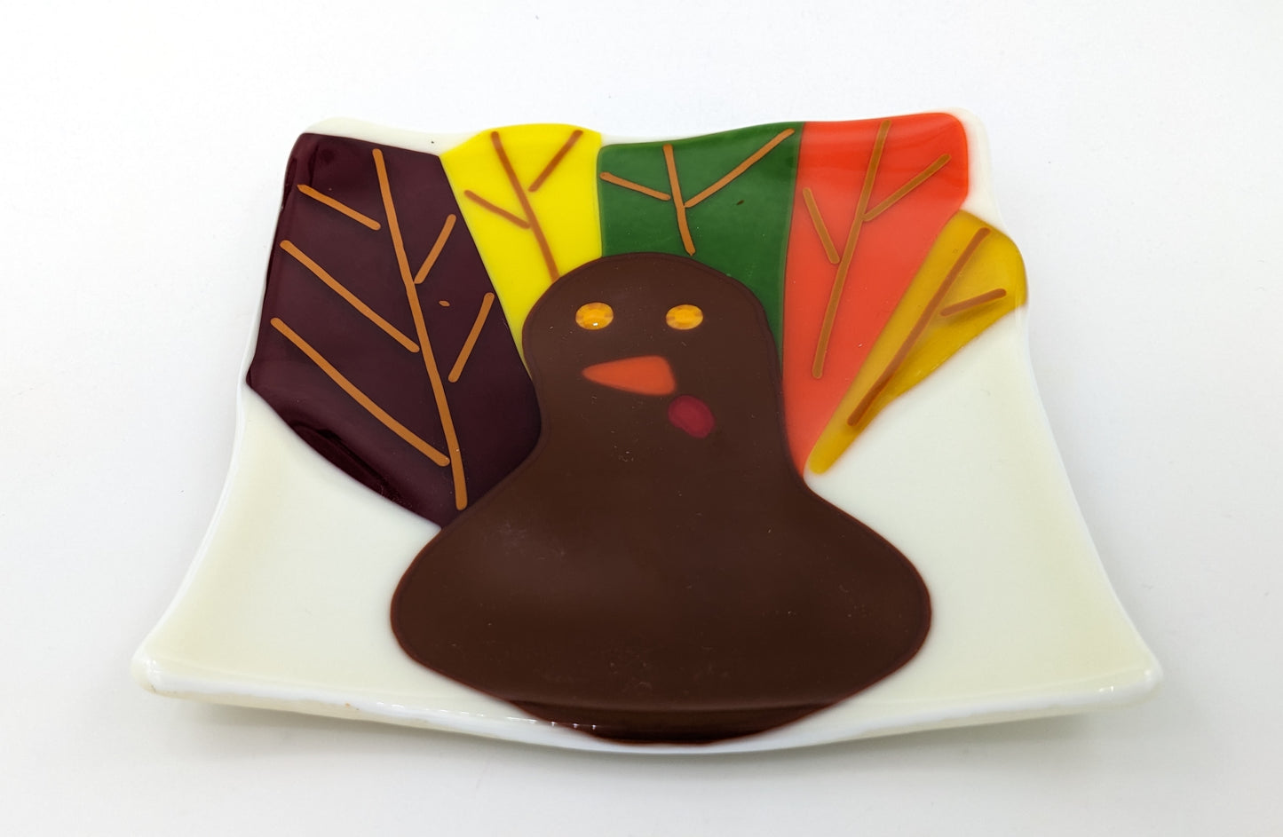 glass plate with a turkey on it