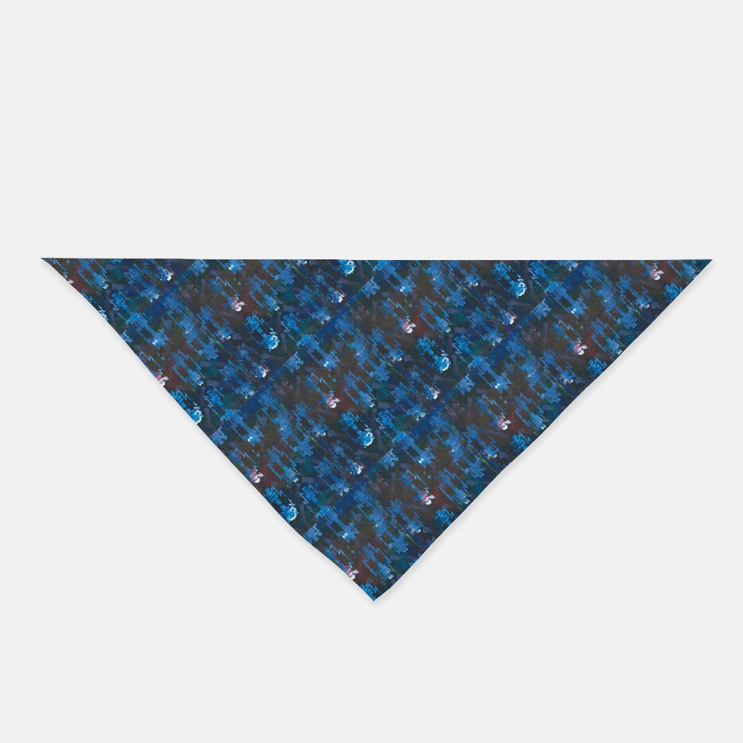 bandana with a western pattern of blue and red