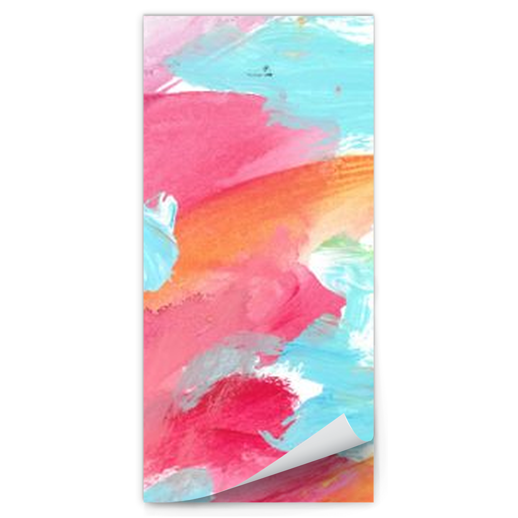 magnetic notepad of an Abstract painting with various layered strokes of red, pink, green, purple, blue, and yellow