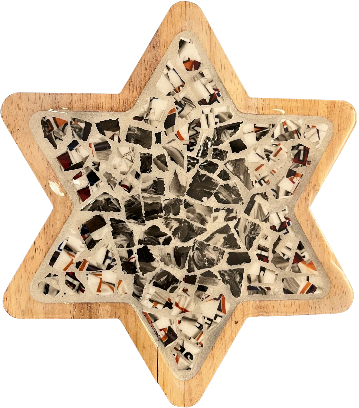 mosaic tray that is star of david shaped