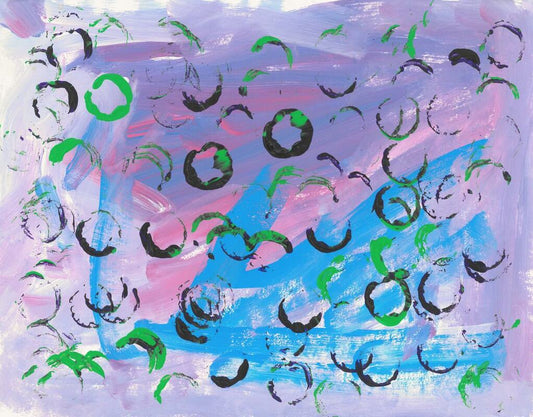 purple painting with rings on top