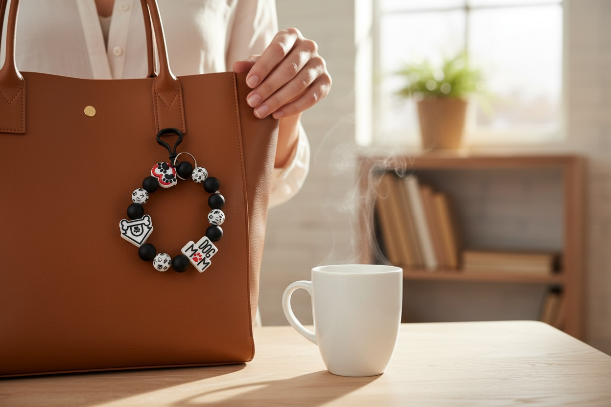 Dog Mom Beaded Key Chain