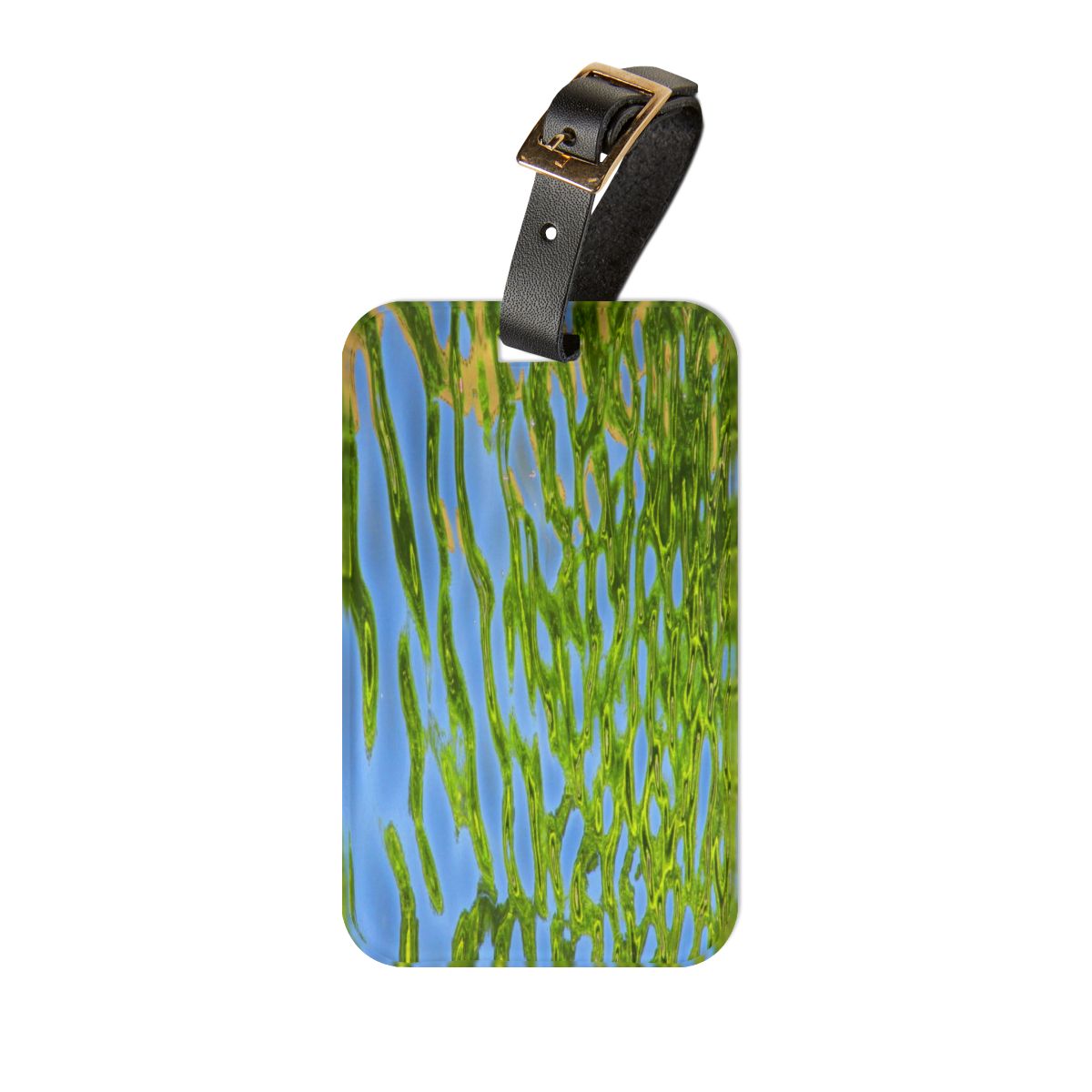 luggage tag with an image of a water reflection