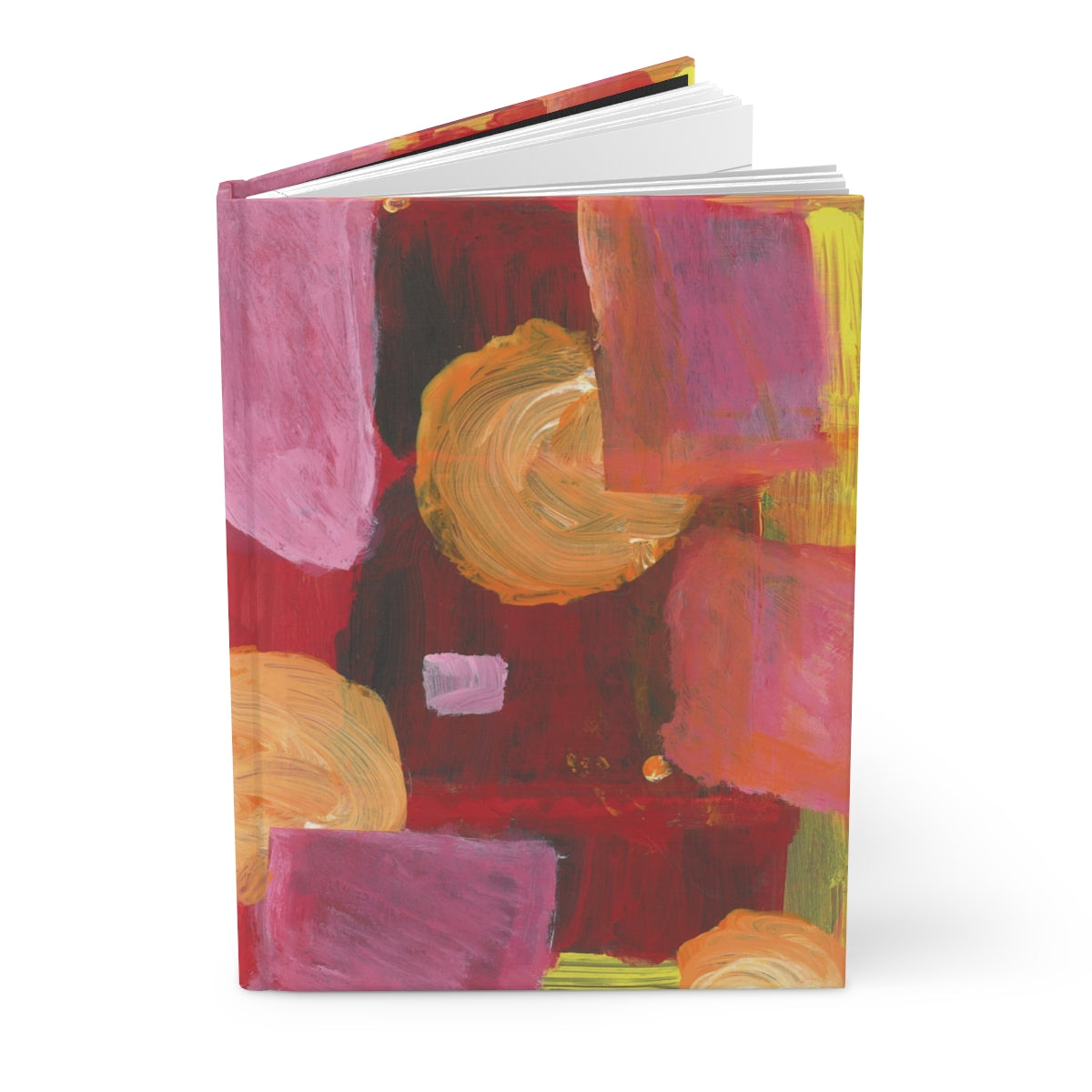 red, pink, and orange journal