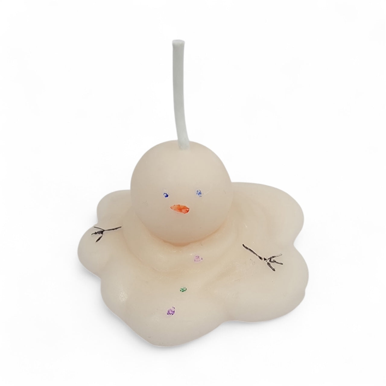 Melted snowman candle