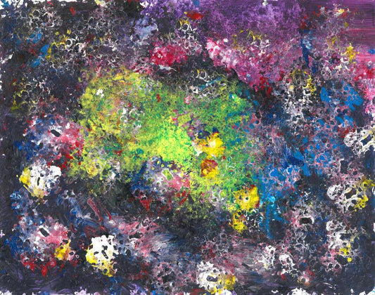 painting of dark purple surrounding yellow