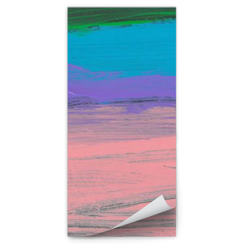 magnetic notepad of a Painting of different thicknesses of rows of red, yellow, green, blue, purple, and pink with black seeping through