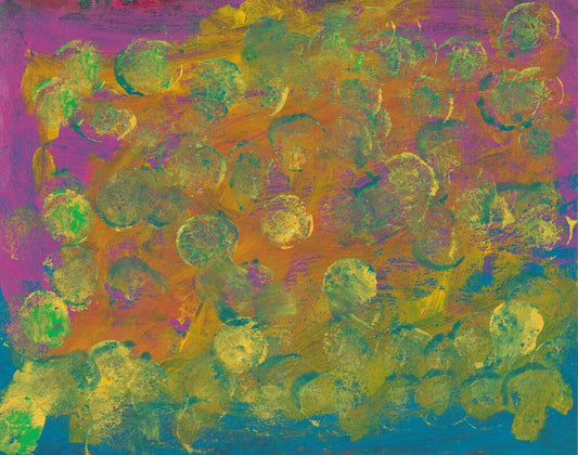 yellow dots on top of blue and pink