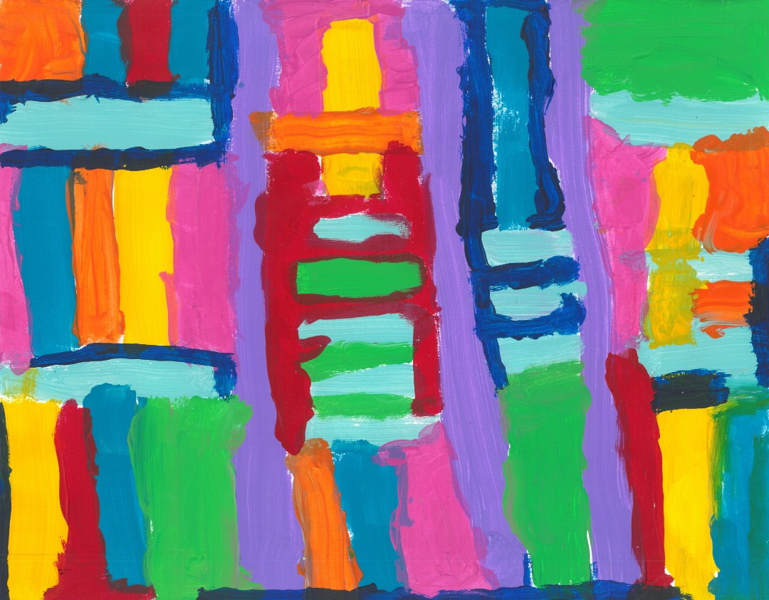 abstract painting of bright stripes alternating