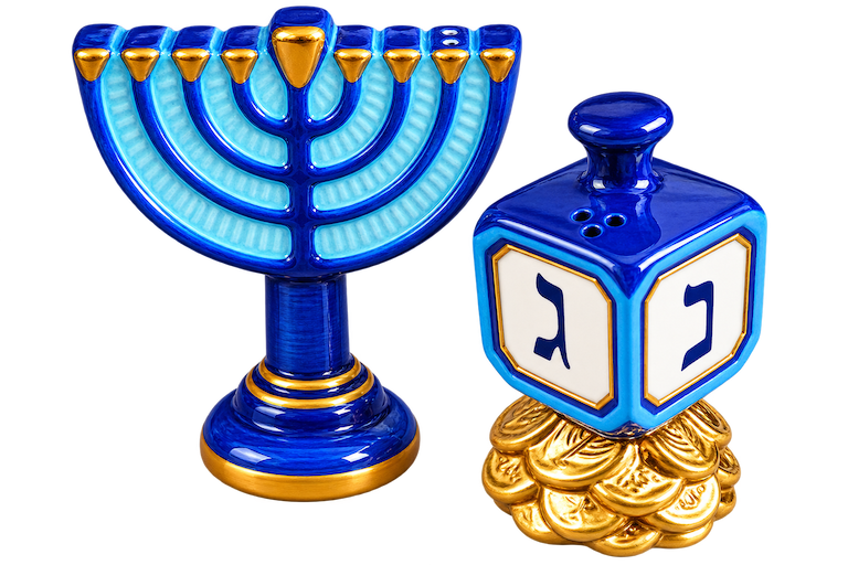 menorah and dreidel salt and pepper shaker