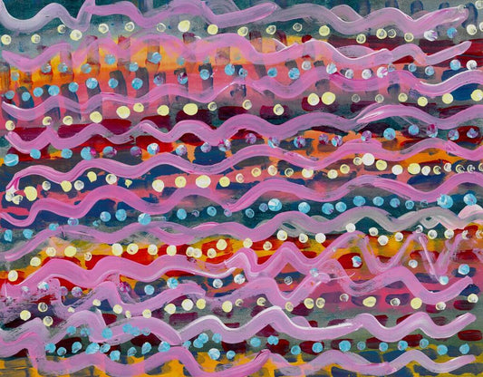 striped painting with dots inbetween