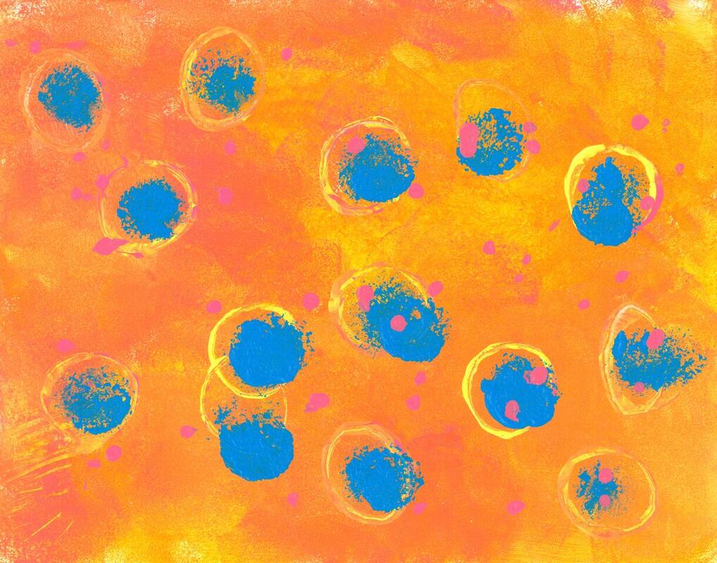 painting of orange and blue pattern
