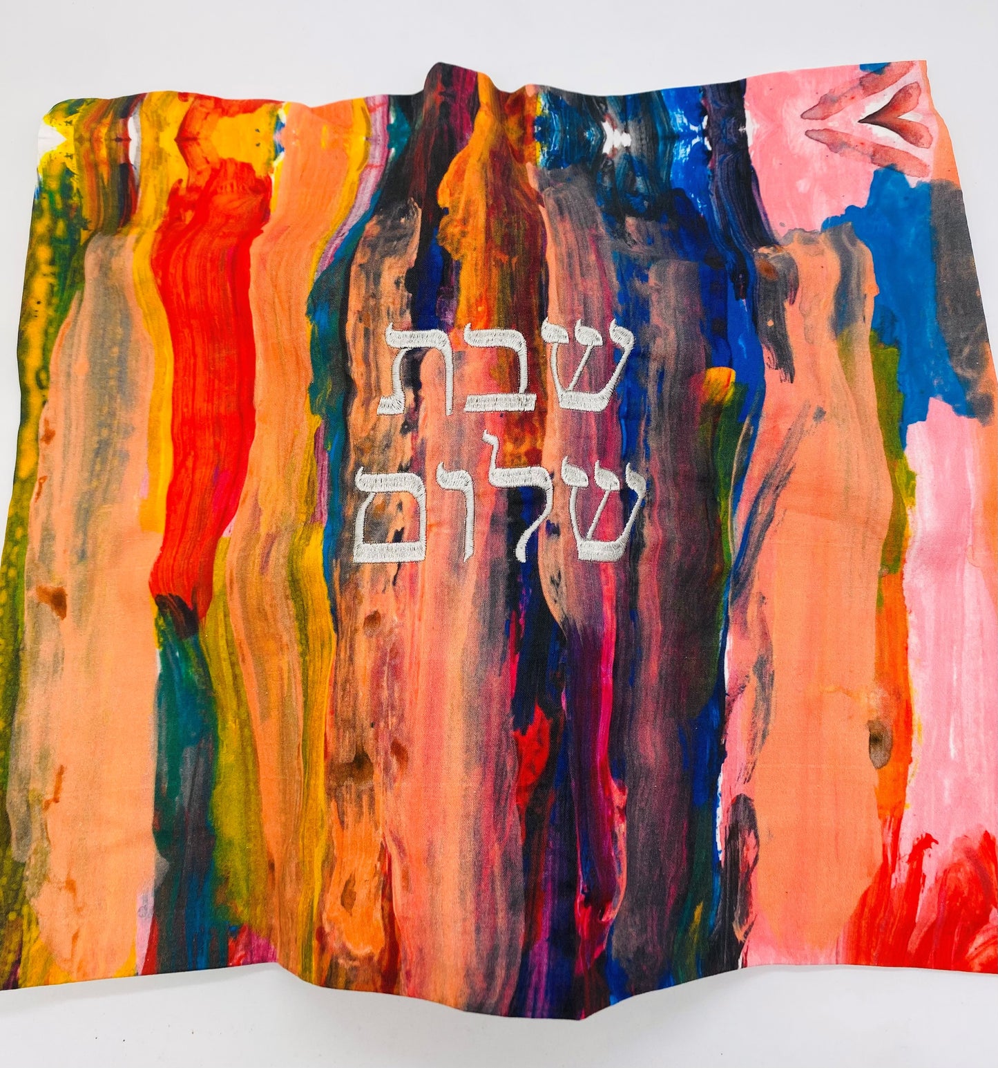 Challah cover with silver embroidery