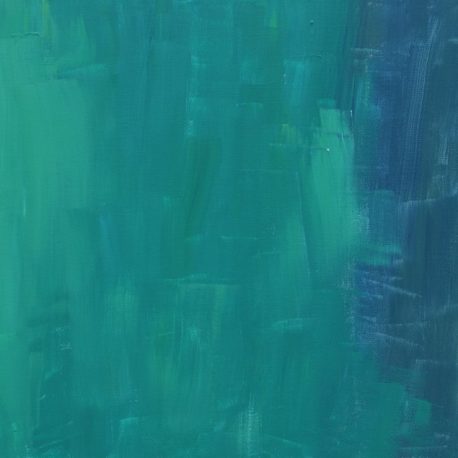 Acrylic on canvas artwork of light green, dark green, and blue gradient from left to right