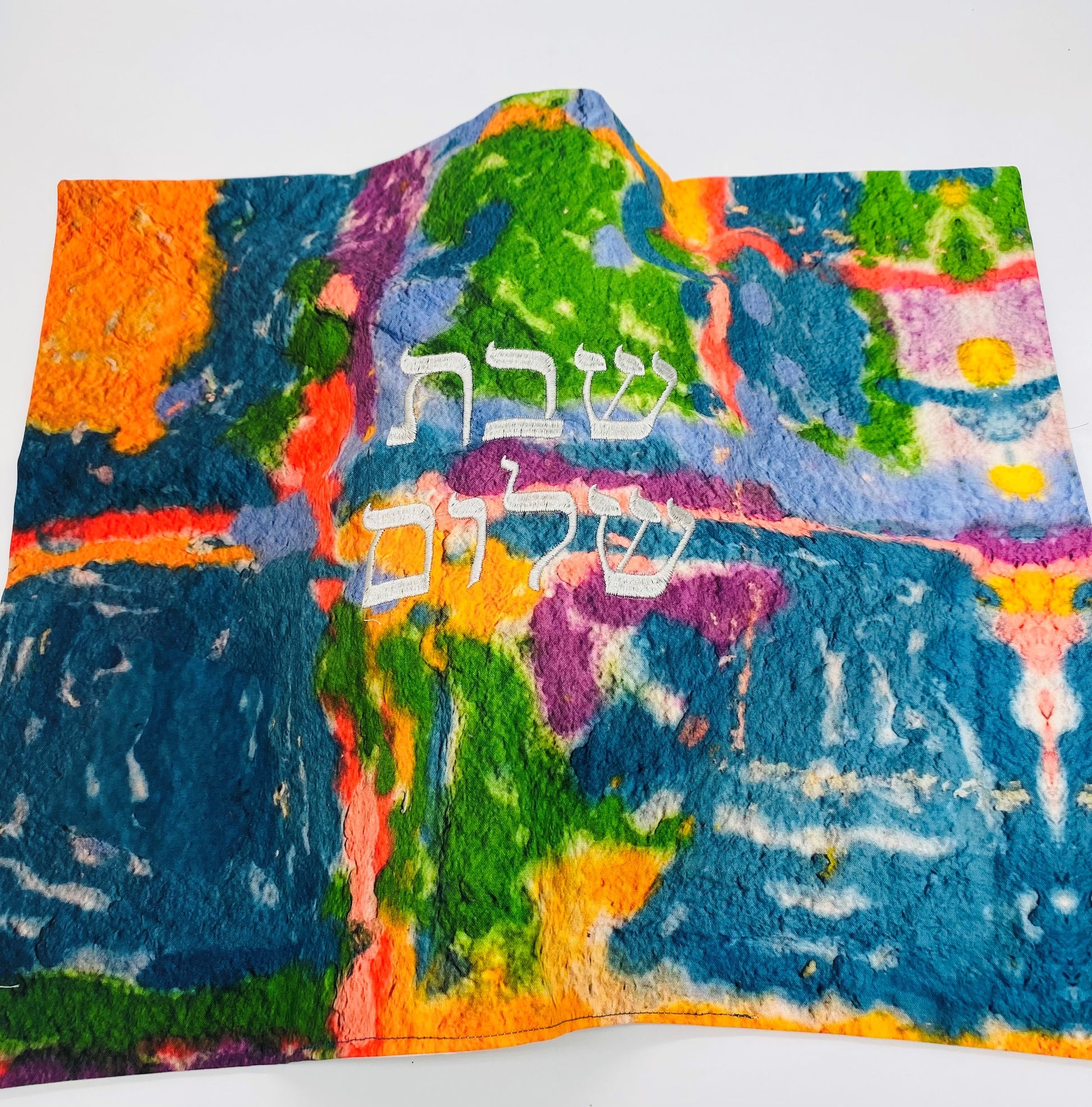 Challah cover with silver embroidery