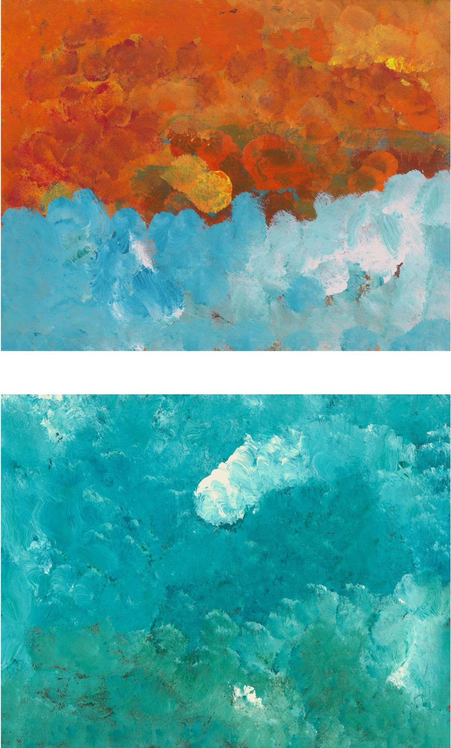 dyptic of blue and orange painting