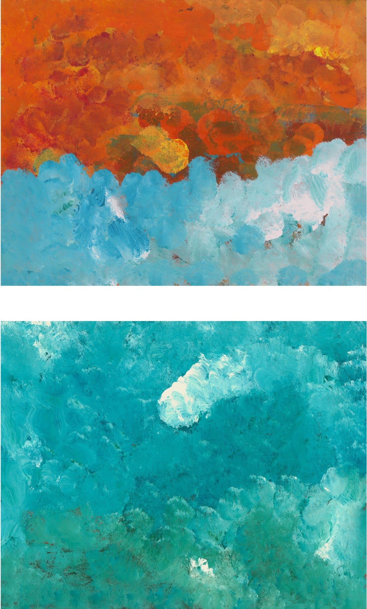 dyptic of blue and orange painting