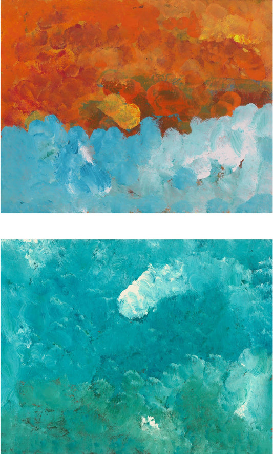 dyptic of blue and orange painting