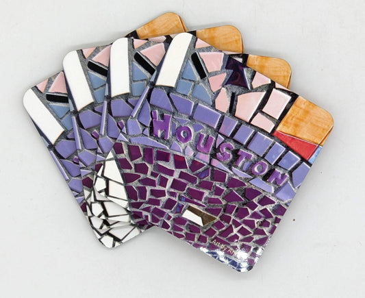 coasters with houston written on them