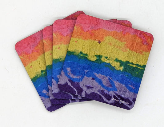 coasters with rainbow