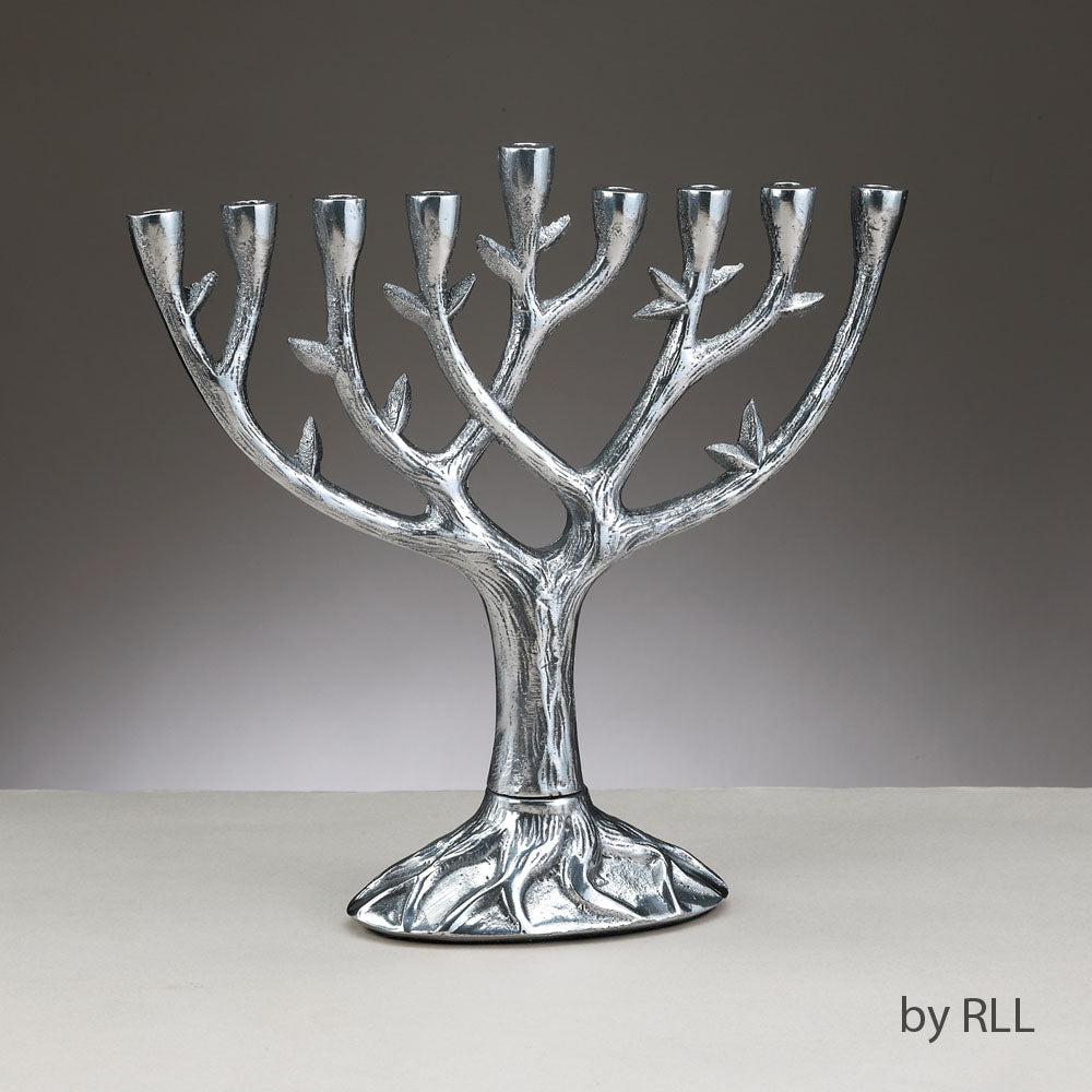 Menorah pictured against a grey background