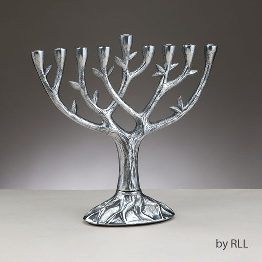 Menorah pictured against a grey background