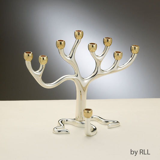 Menorah against a grey background