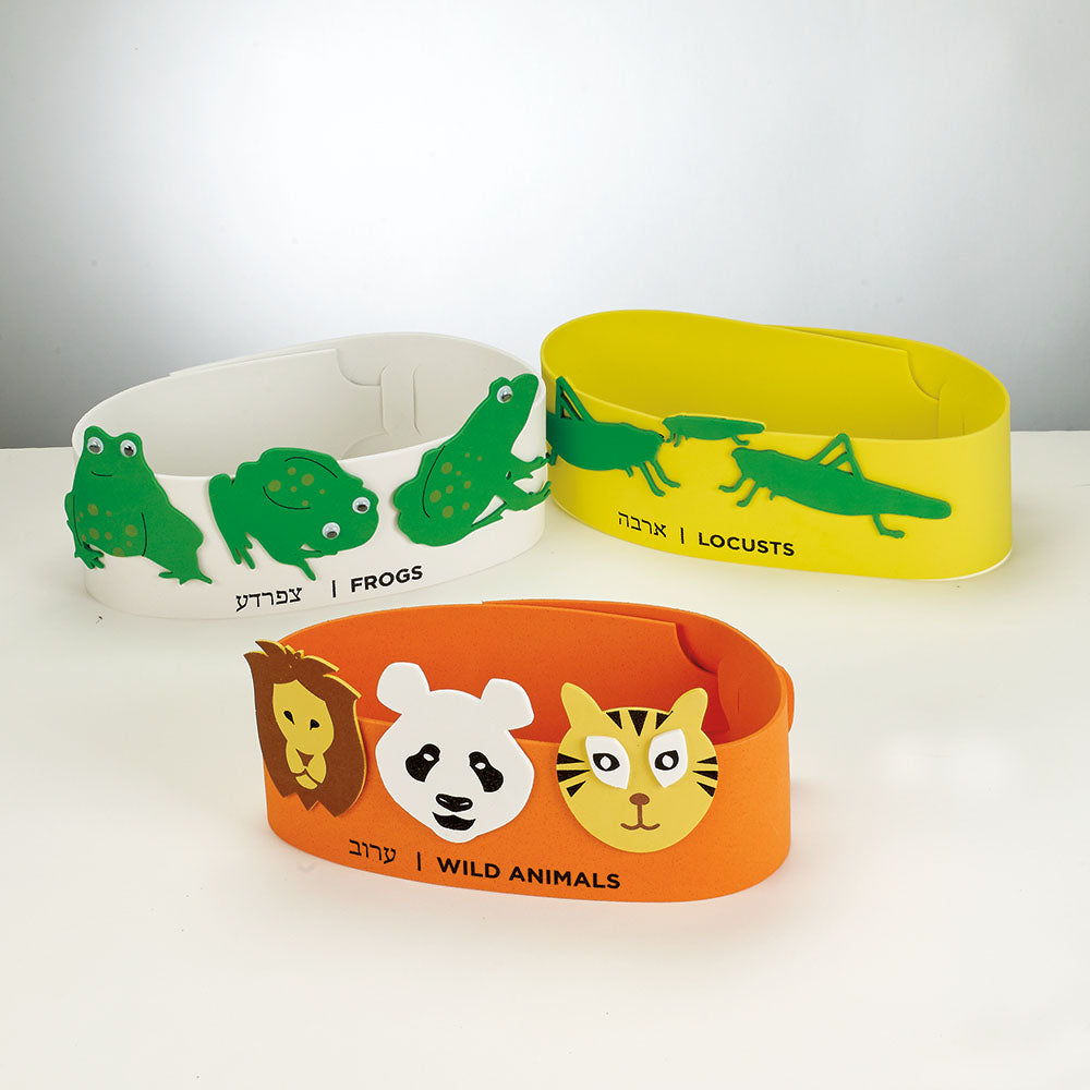 three headbands decorated with the plagues