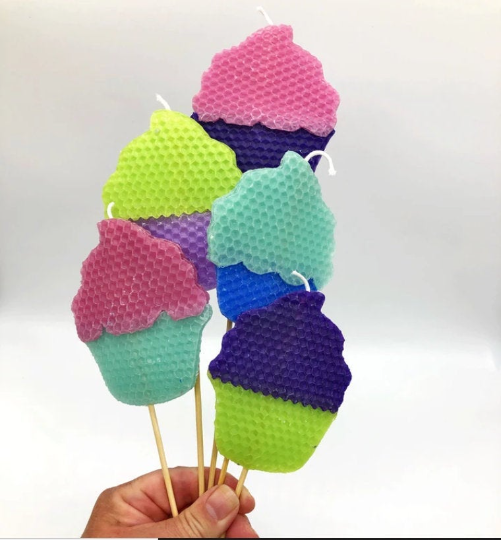 Birthday Candle Bundle On A Stick- Set of 5 Handmade All Natural Beeswax Birthday Candles