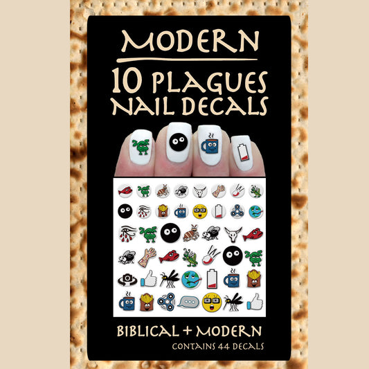 Passover manicure art decals depicting the 10 plagues