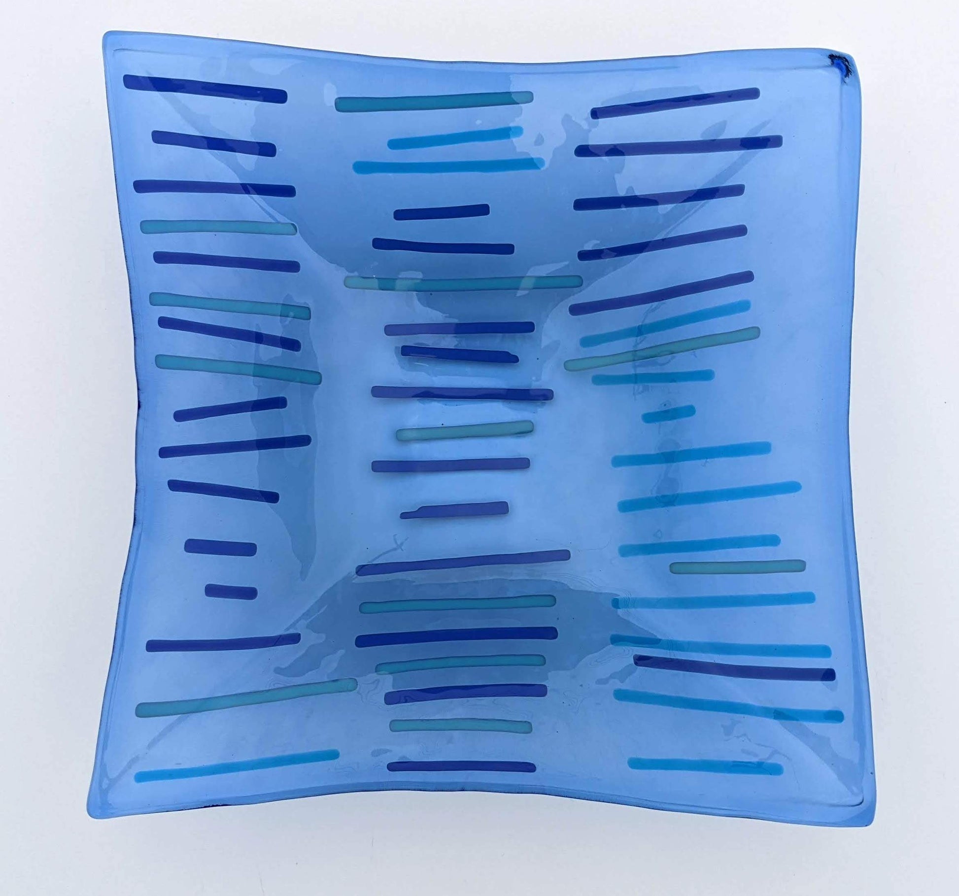 Blue Stripes fused glass
