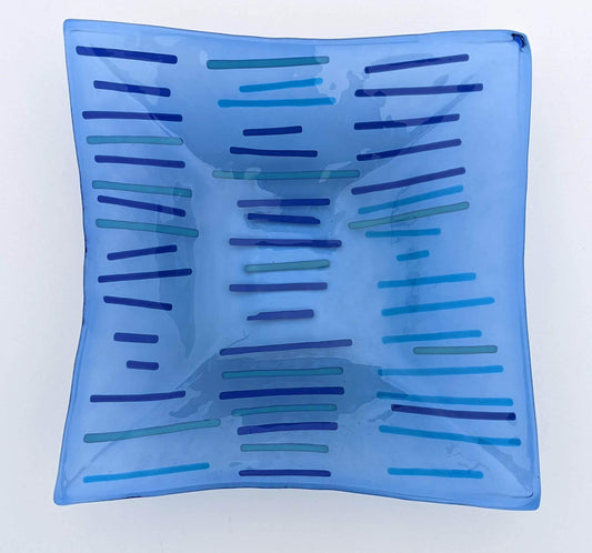 Blue Stripes fused glass