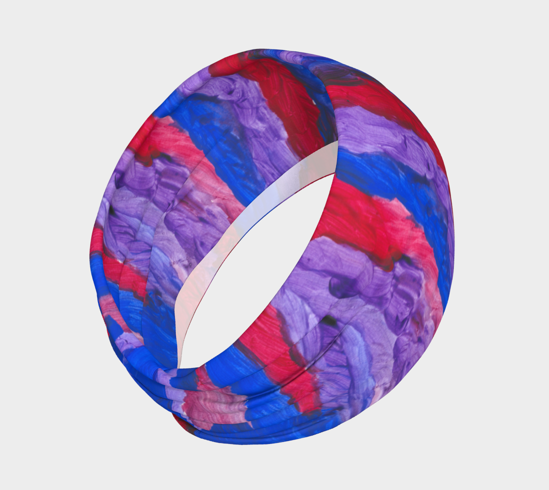 Royal blue, red and purple blended stripe headband.