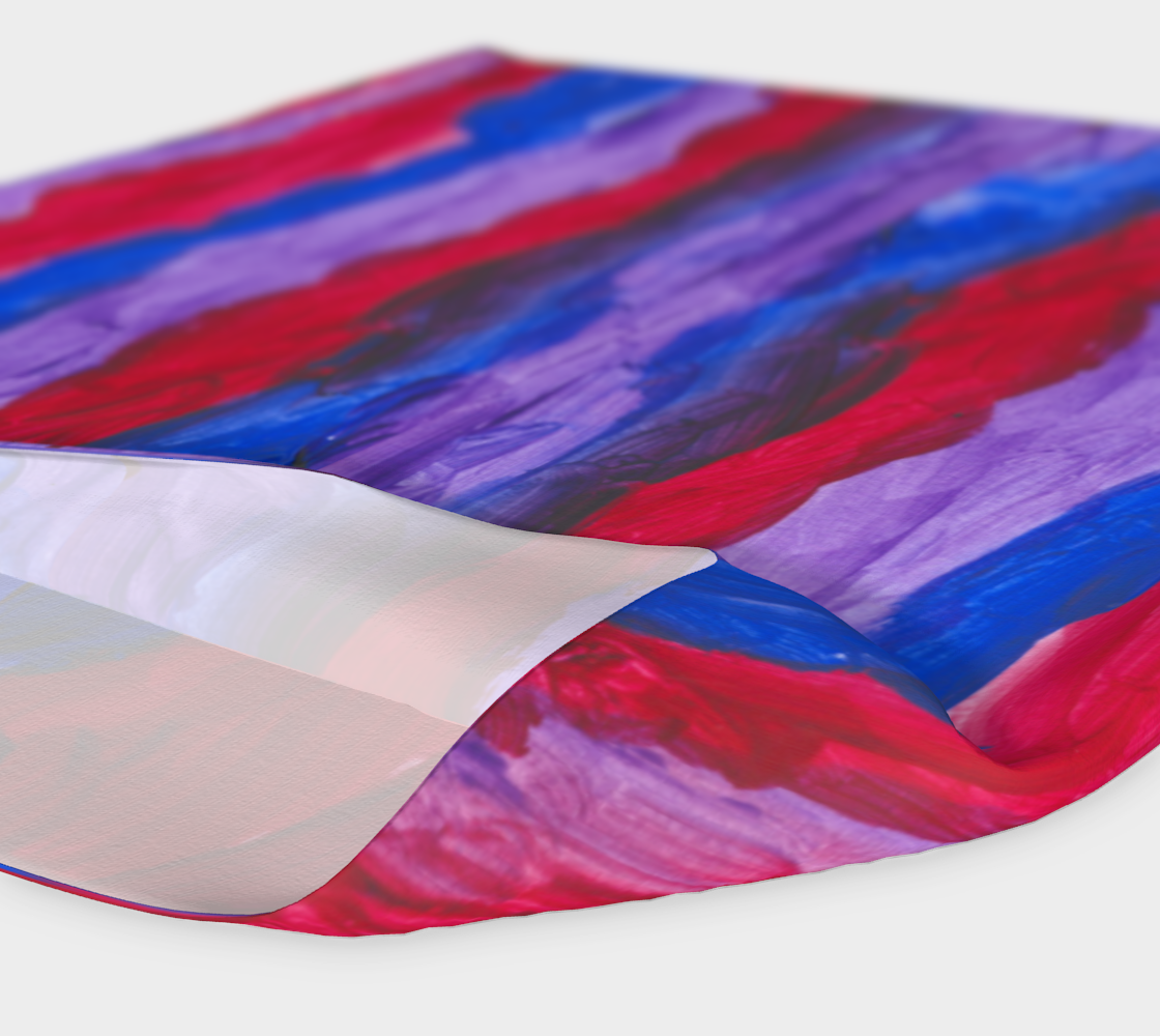 Royal blue, red and purple blended stripe headband shown with white inside.