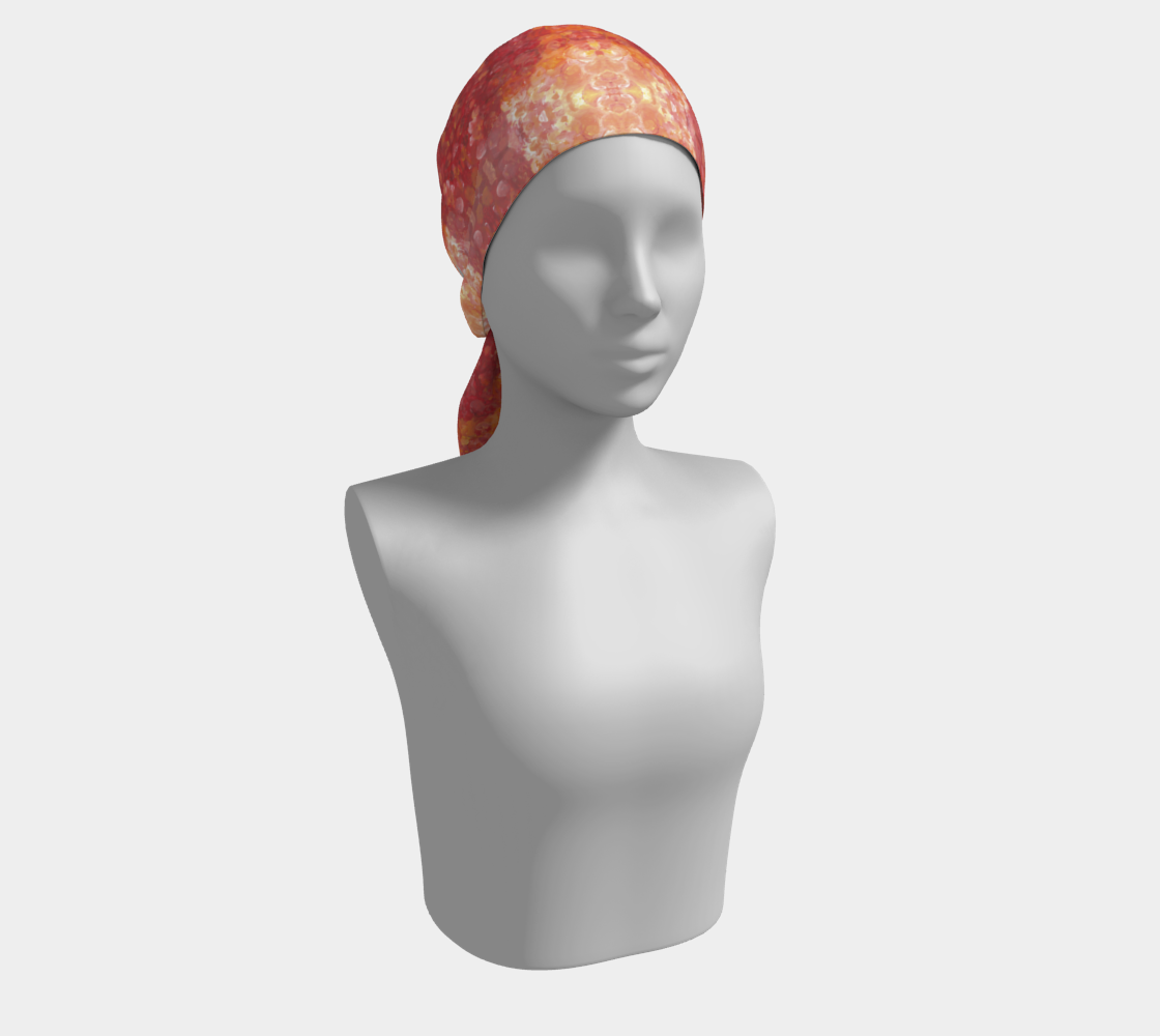 Mannequin wearing a scarf with shades of Red and Orange