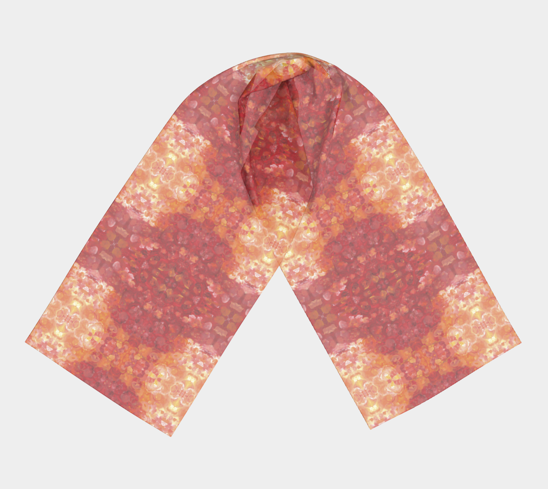 long scarf with shades of red and orange
